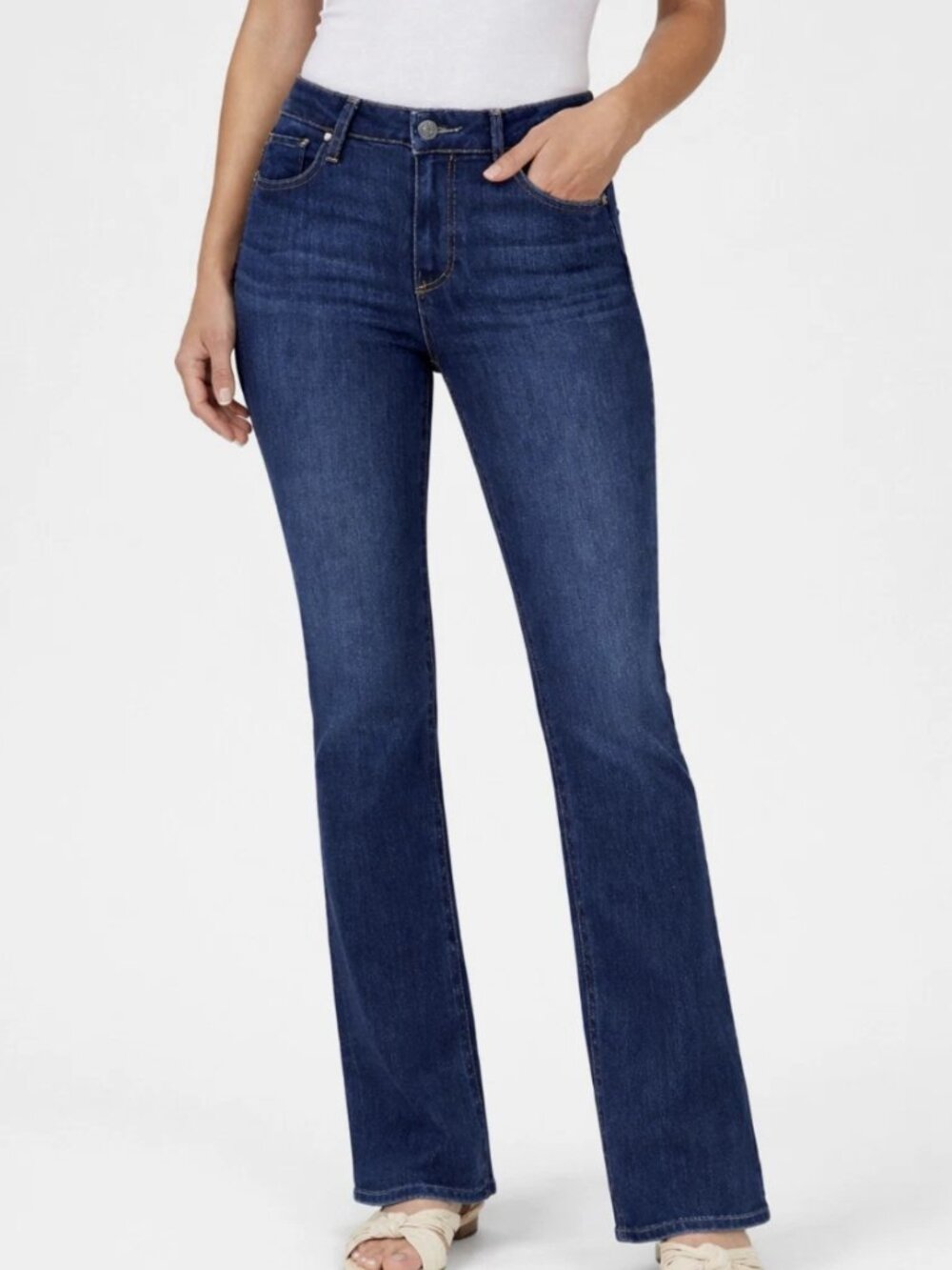 PAIGE High Rise Laurel Canyon 32" Bootcut Jeans in Jacques, 33